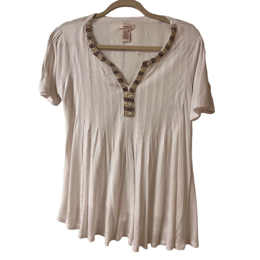 Sundance t-shirt white with sparkle detail sz Small